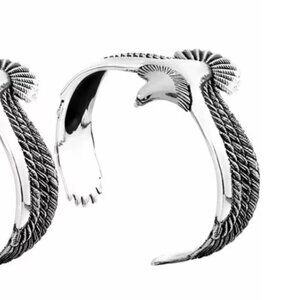 Takahashi Goro's Handmade Silver Eagle Feather Cuff Bracelet Bang…
